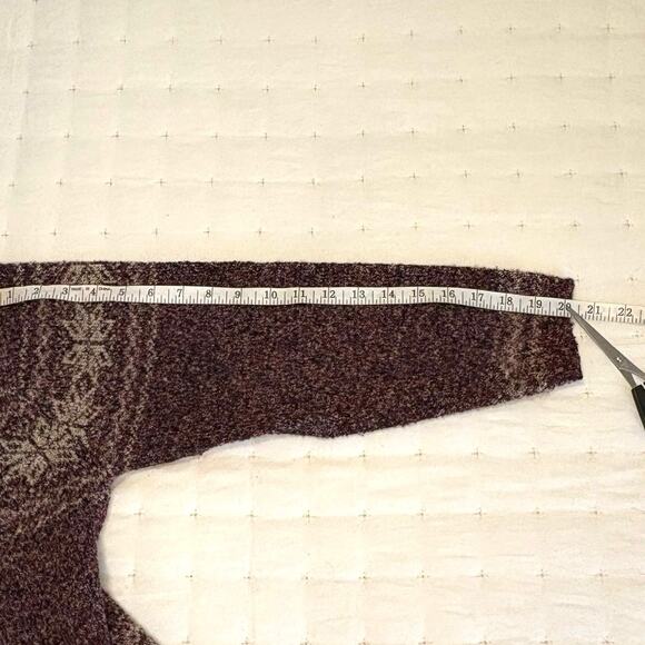 Vintage Erika & Co Textured Knit Fair Isle Cardigan Sweater Women's L | Maroon - Picture 10 of 11